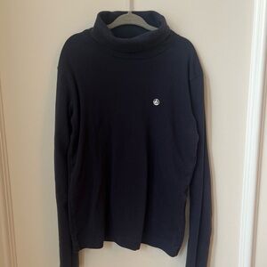 Petit Bateau Girls Black Turtleneck With Boat Logo Organic Cotton Size 10 Years